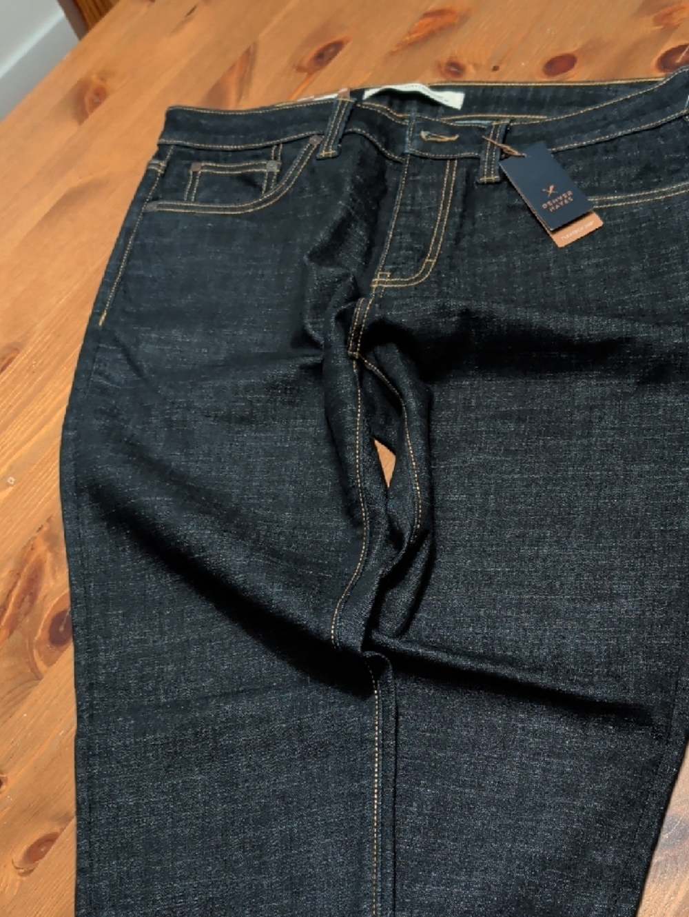 Denver Hayes Dark Indigo Slim Taper Jeans with Gold Stitching - Picture 4 of 6